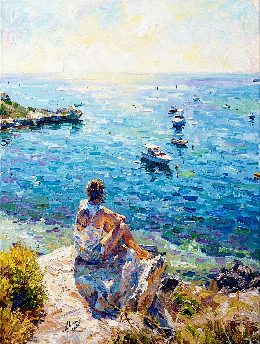 ArteDiAlina.com painting: A summer day on the lake